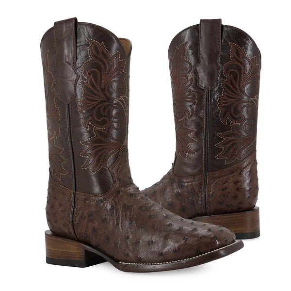 Bota Vaquera Bulldog Avestruz Rustico Cafe Bruciato