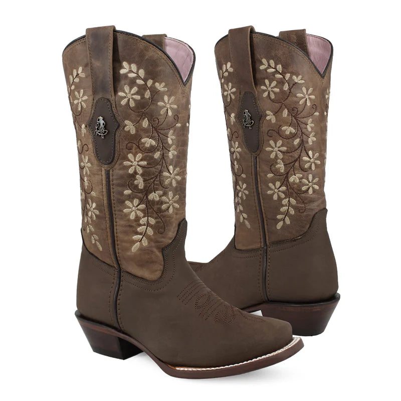 Bota vaquera para dama de piel modelo Risueña