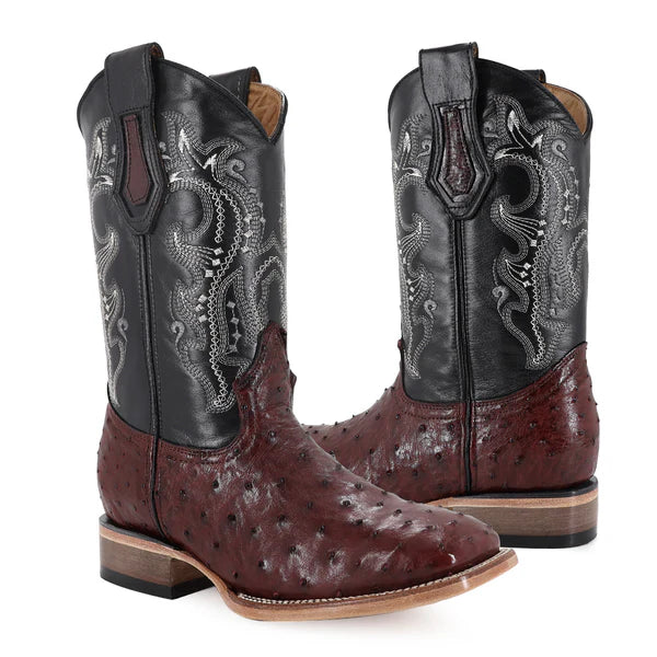 Bota Vaquera Bulldog Avestruz Vino