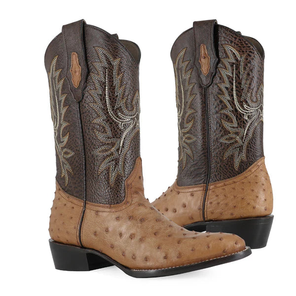 Bota Vaquera Oval Avestruz Coñac