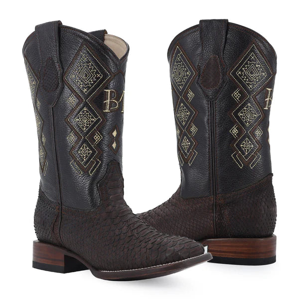 Bota Vaquera Bulldog Pitón Nobuck Cafe