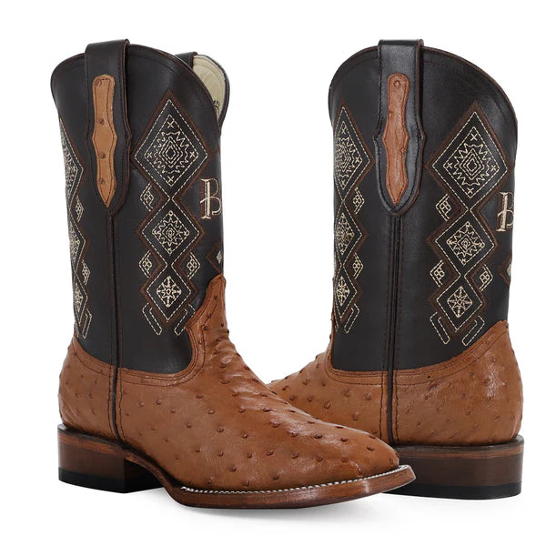 Bota Vaquera Bulldog Avestruz Coñac