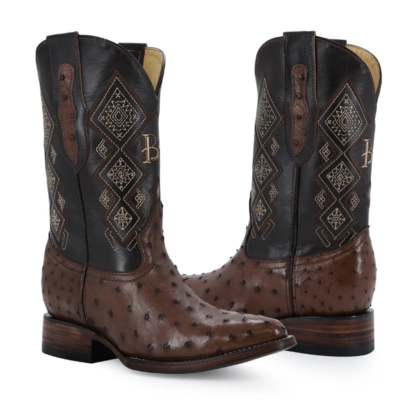 Bota Vaquera Oval Avestruz Cafe