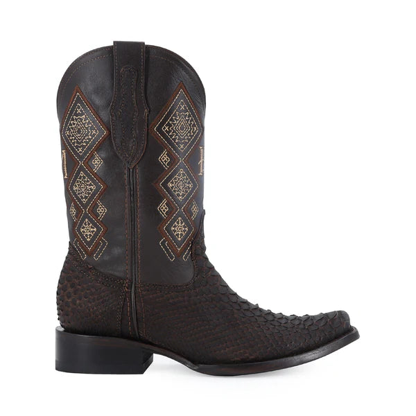 Bota Vaquera Dubái Pitón Nobuck Cafe