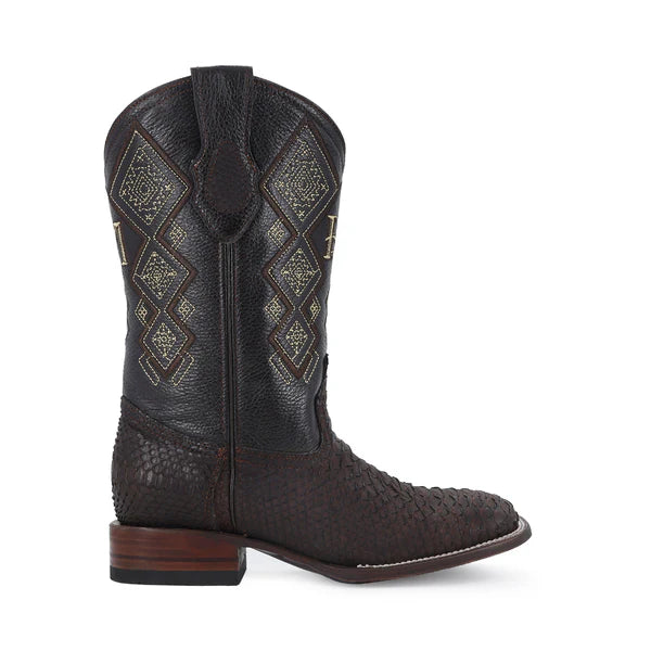 Bota Vaquera Bulldog Pitón Nobuck Cafe