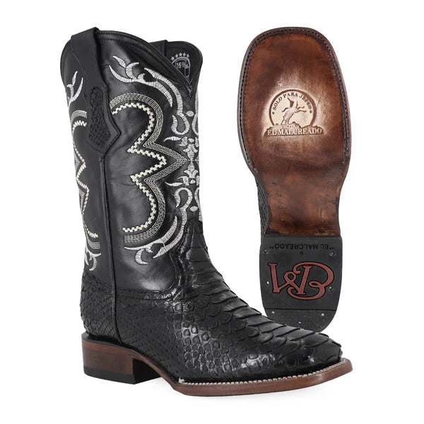 Bota Vaquera Bulldog Pitón Negro