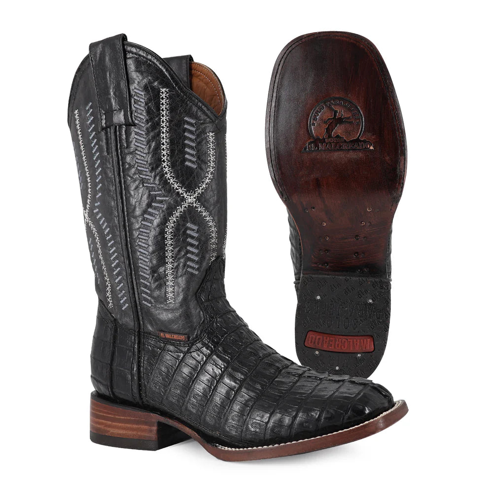 Bota Vaquera Bulldog Cocodrilo Cola Negro