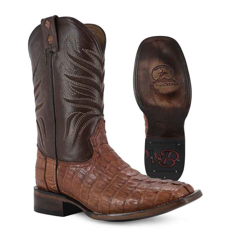 Bota Vaquera Bulldog Cocodrilo Cola Coñac