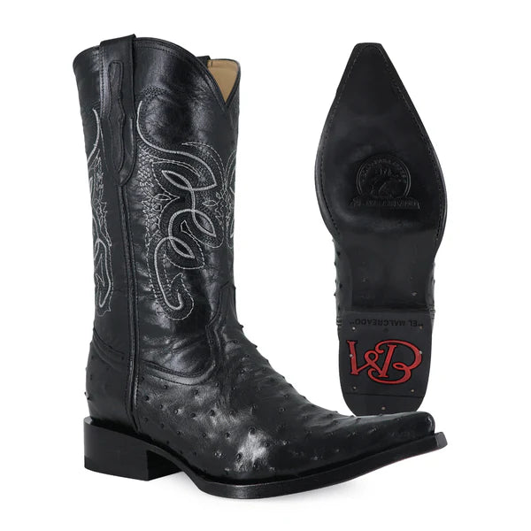 Bota Vaquera Chihuahua Avestruz Negro