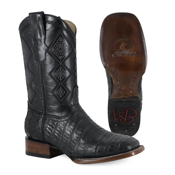 Bota Vaquera Bulldog Cocodrilo Cola Belly Negro