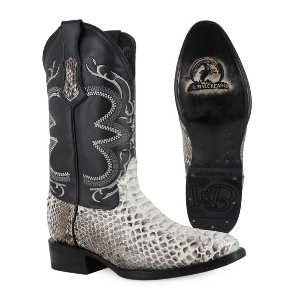 Bota Vaquera Oval Pitón Natural