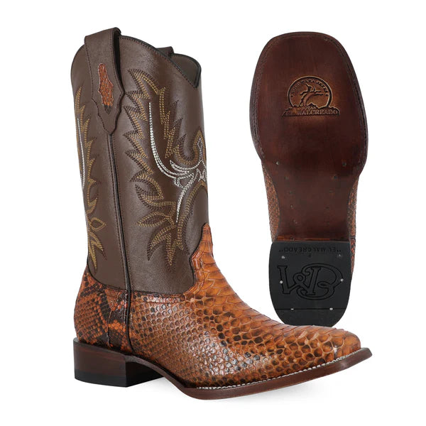 Bota Vaquera Bulldog Pitón Coñac