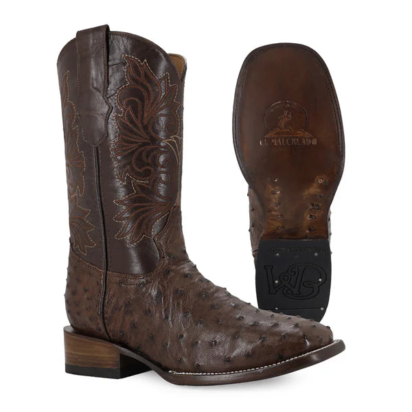 Bota Vaquera Bulldog Avestruz Rustico Cafe Bruciato