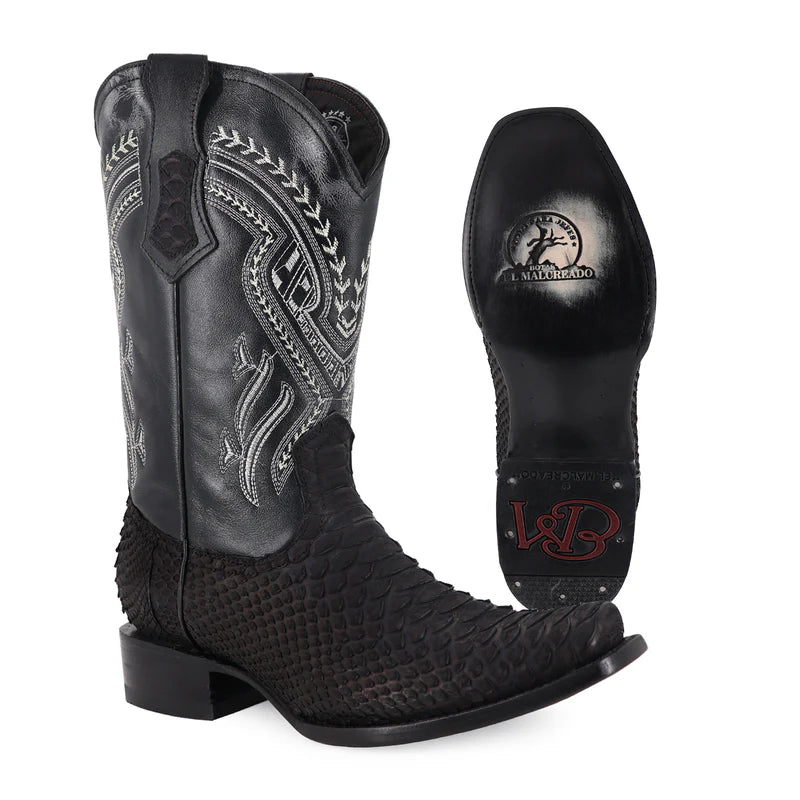 Bota Vaquera Dubái Pitón Nobuck Negro