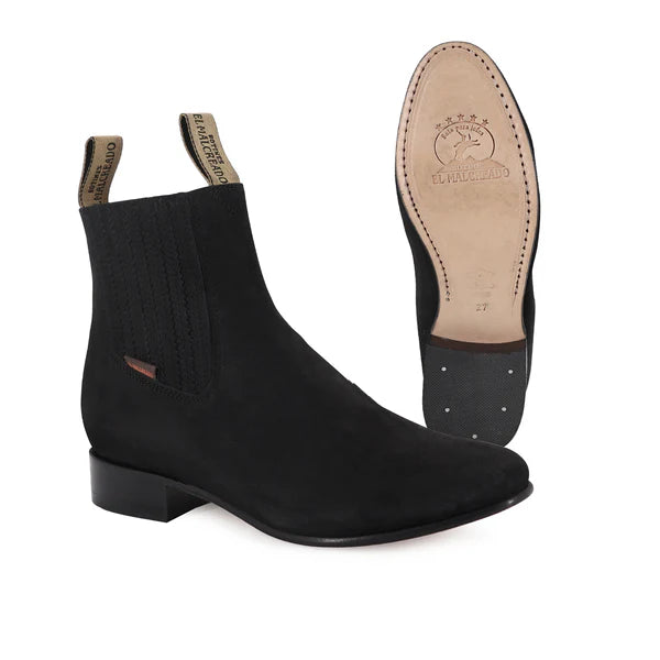 Botín Charro Negro Nobuck