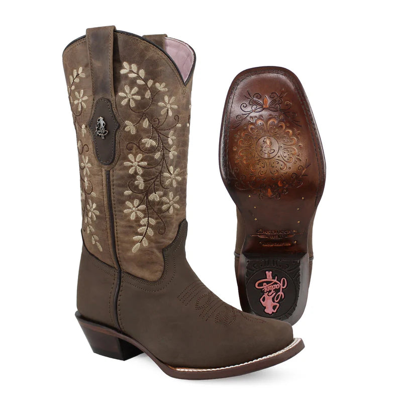 Bota vaquera para dama de piel modelo Risueña