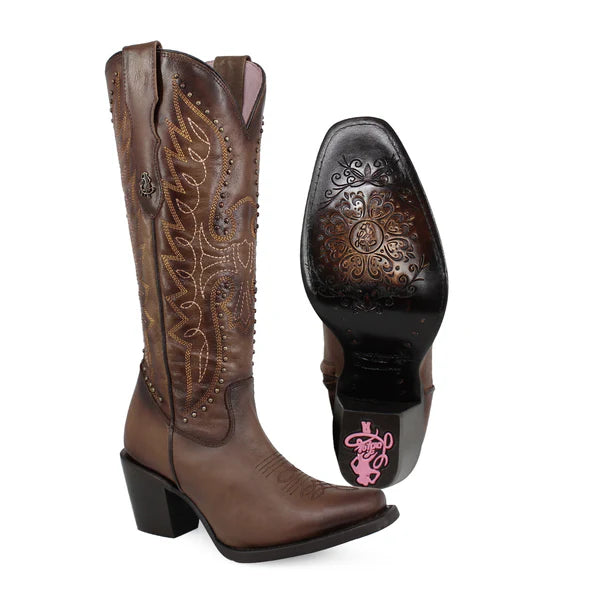 Bota vaquera para dama de piel modelo Liberty alta