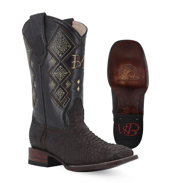 Bota Vaquera Bulldog Pitón Nobuck Cafe