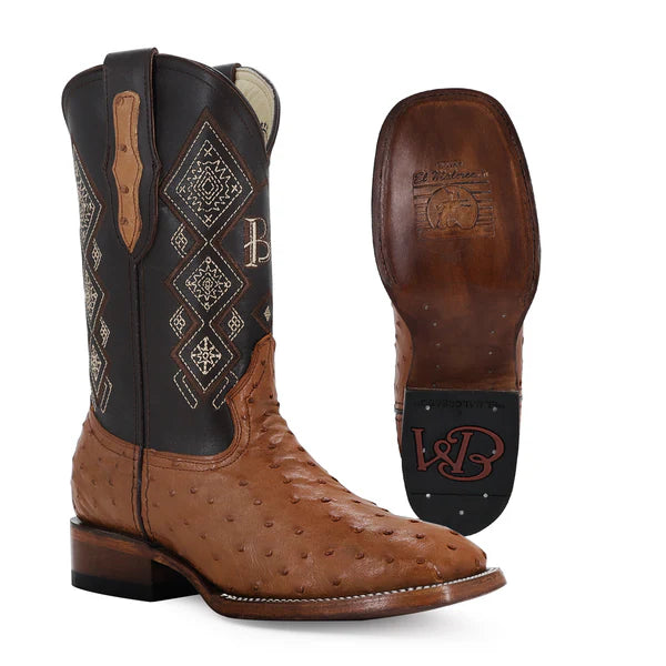 Bota Vaquera Bulldog Avestruz Coñac