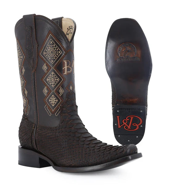 Bota Vaquera Dubái Pitón Nobuck Cafe