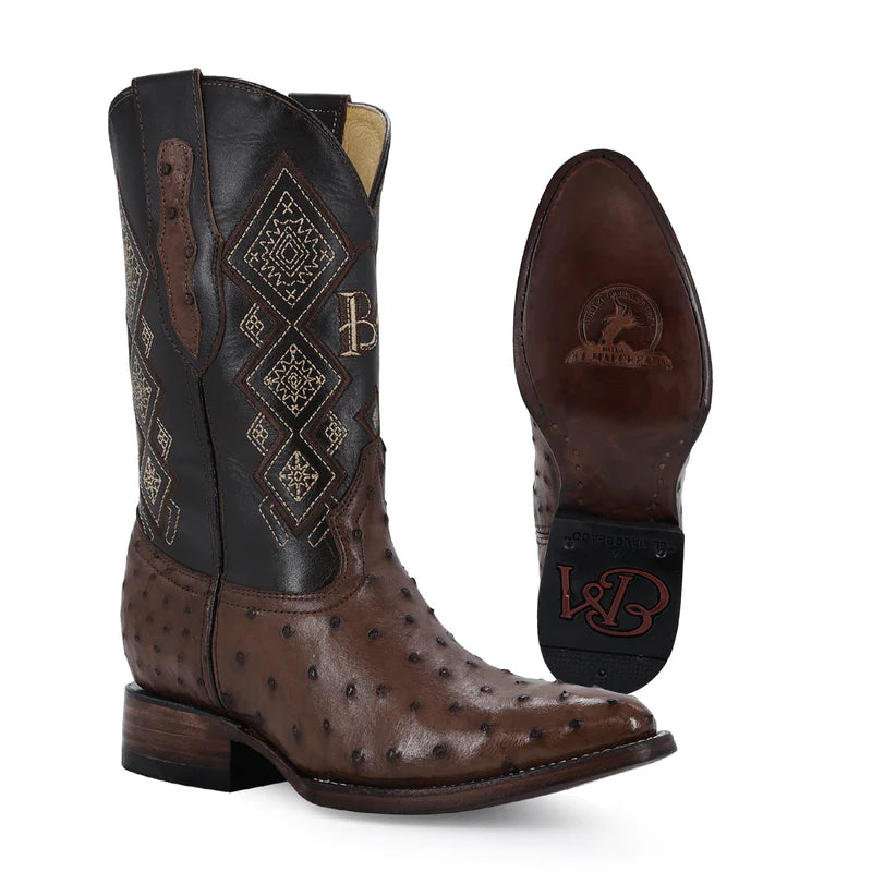 Bota Vaquera Oval Avestruz Cafe