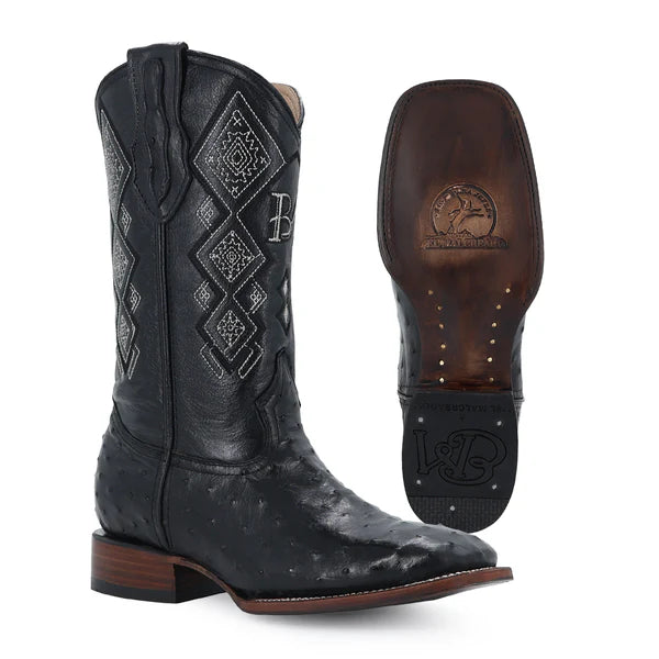 Bota Vaquera Bulldog Avestruz Negro