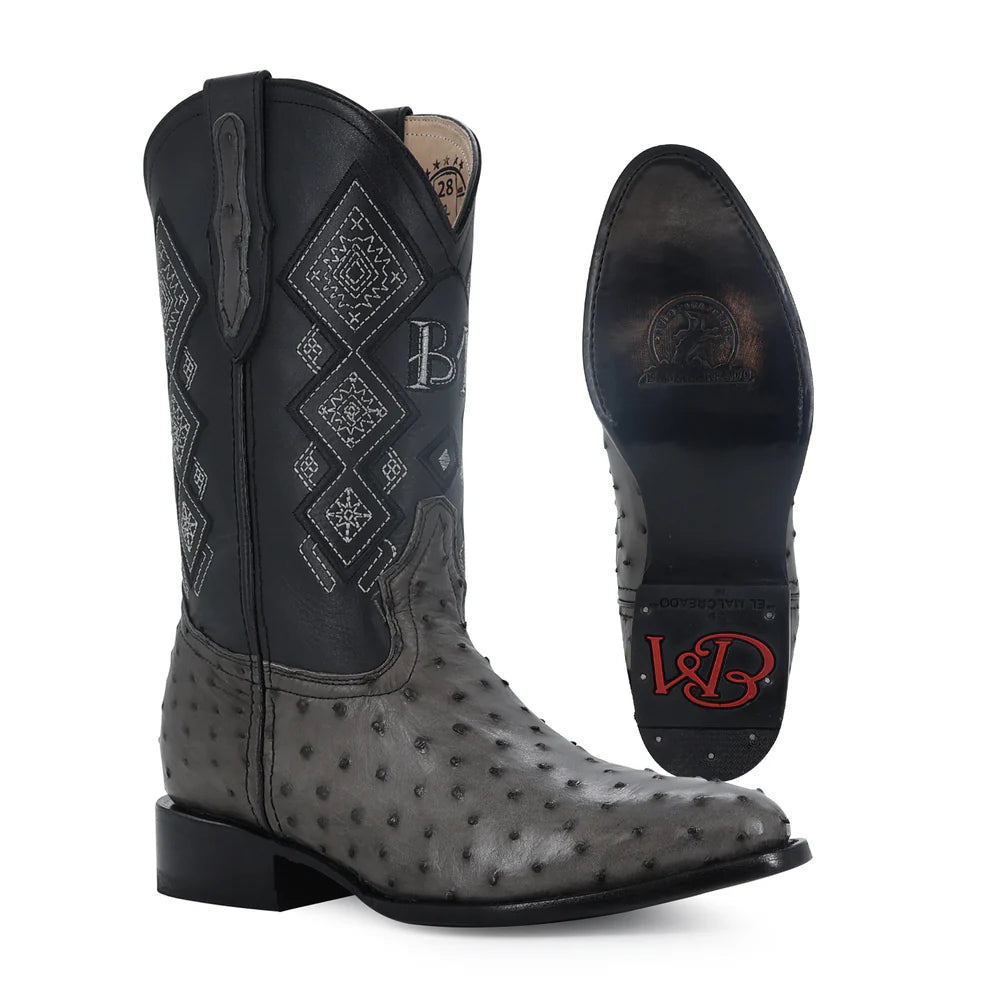 Bota Vaquera Oval Avestruz Gris