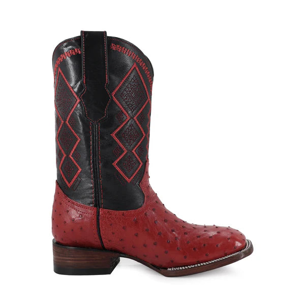 Bota Vaquera Bulldog Avestruz Rojo