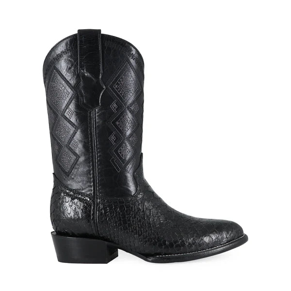 Bota Vaquera Oval Pitón Negro