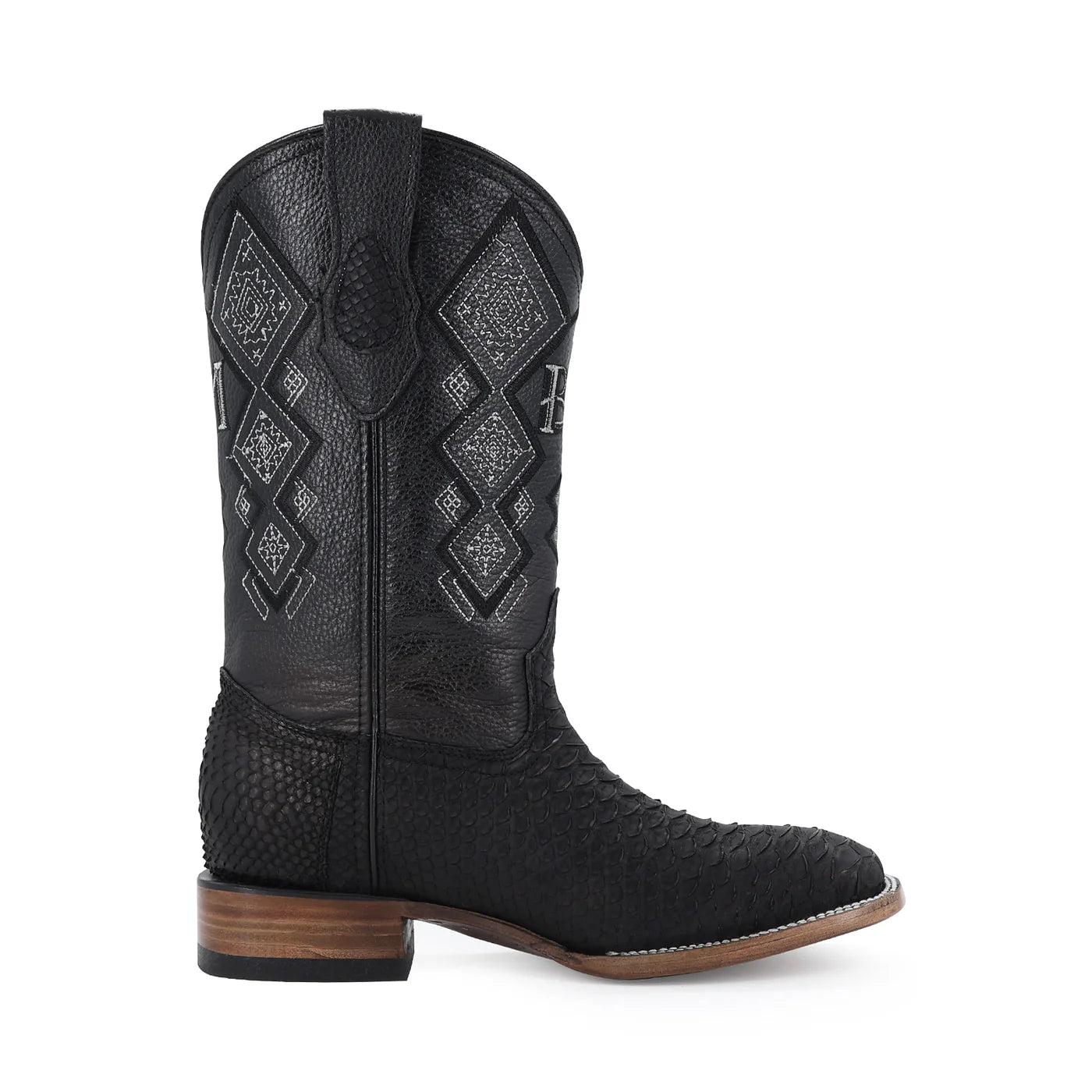 Bota Vaquera Bulldog Pitón Nobuck Negro