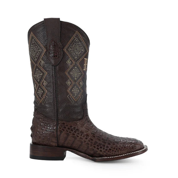 Bota Vaquera Bulldog Cocodrilo Lomo Cafe