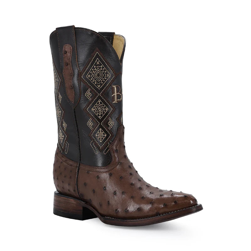 Bota Vaquera Oval Avestruz Cafe