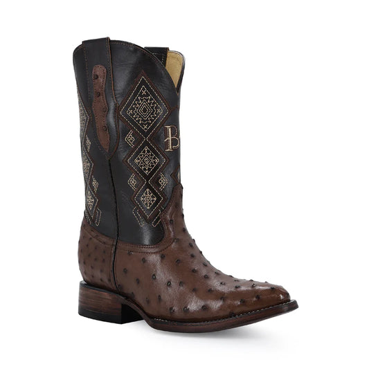 Bota Vaquera Oval Avestruz Cafe