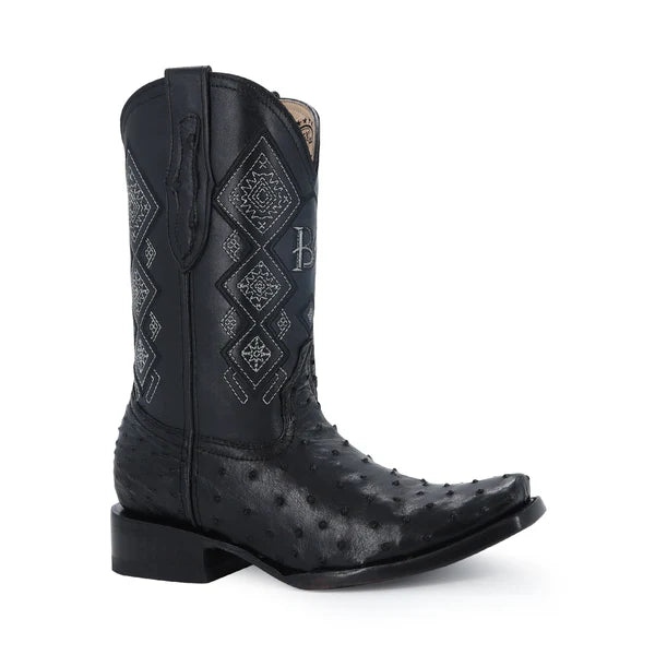 Bota Vaquera Dubai Avestruz Negro