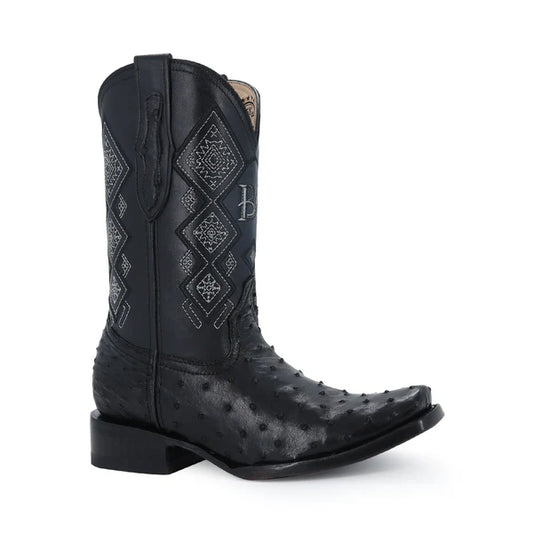 Bota Vaquera Dubai Avestruz Negro
