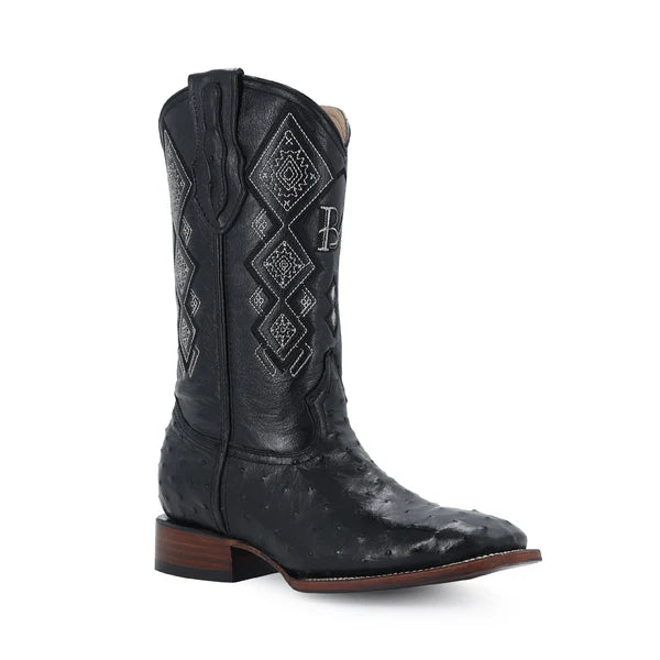 Bota Vaquera Bulldog Avestruz Negro