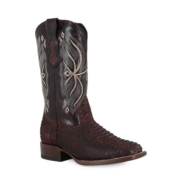 Bota Vaquera Bulldog Pitón Nobuck Black Cherry