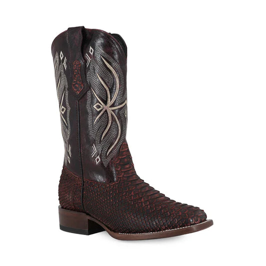 Bota Vaquera Bulldog Pitón Nobuck Black Cherry