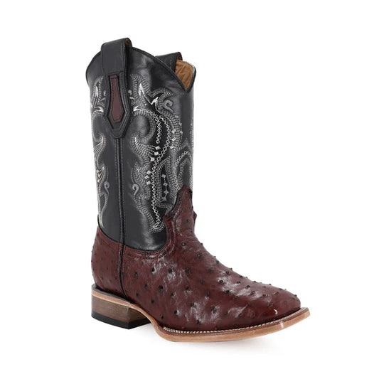 Bota Vaquera Bulldog Avestruz Vino