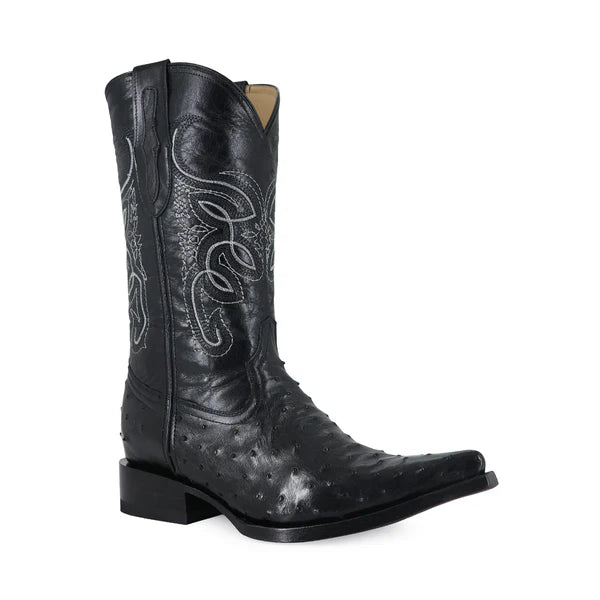 Bota Vaquera Chihuahua Avestruz Negro