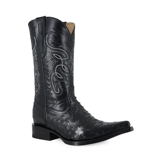 Bota Vaquera Chihuahua Avestruz Negro