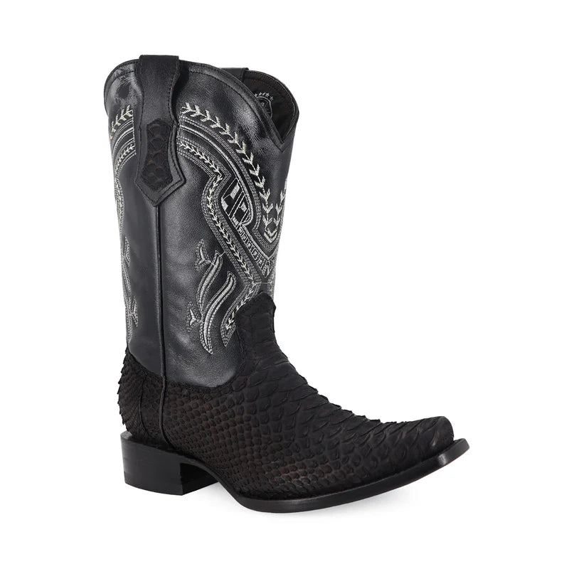Bota Vaquera Dubái Pitón Nobuck Negro