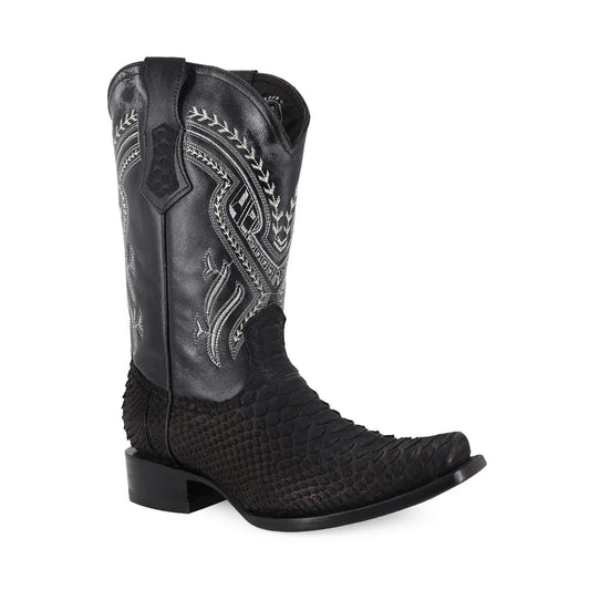 Bota Vaquera Dubái Pitón Nobuck Negro