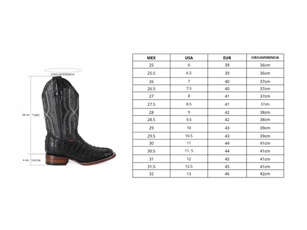 Bota Vaquera Bulldog Cocodrilo Cola Negro