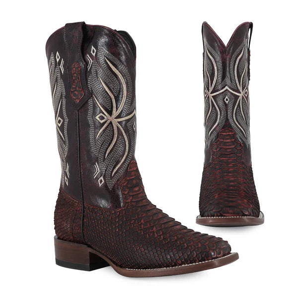 Bota Vaquera Bulldog Pitón Nobuck Black Cherry