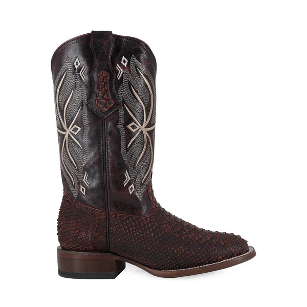 Bota Vaquera Bulldog Pitón Nobuck Black Cherry