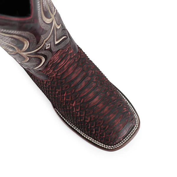 Bota Vaquera Bulldog Pitón Nobuck Black Cherry