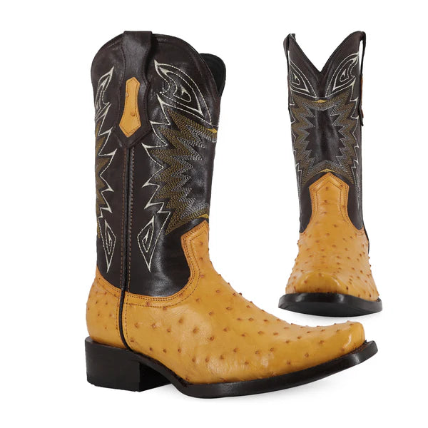 Bota Vaquera Dubai Avestruz Mantequilla