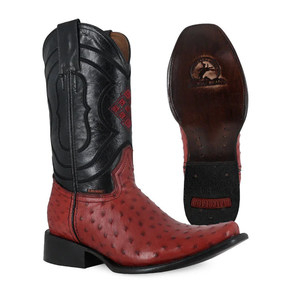 Bota Vaquera Dubai Avestruz Rojo