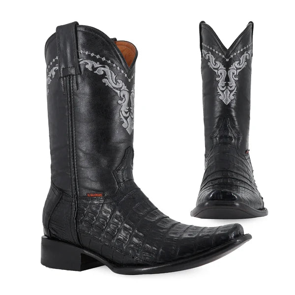 Bota Vaquera Dubai Cocodrilo Cola Belly Negro
